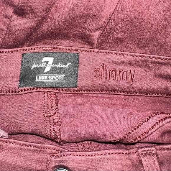 7 For All Mankind Live Sport Slimmy Burgundy Red Jeans Women Size 33 - Picture 6 of 7